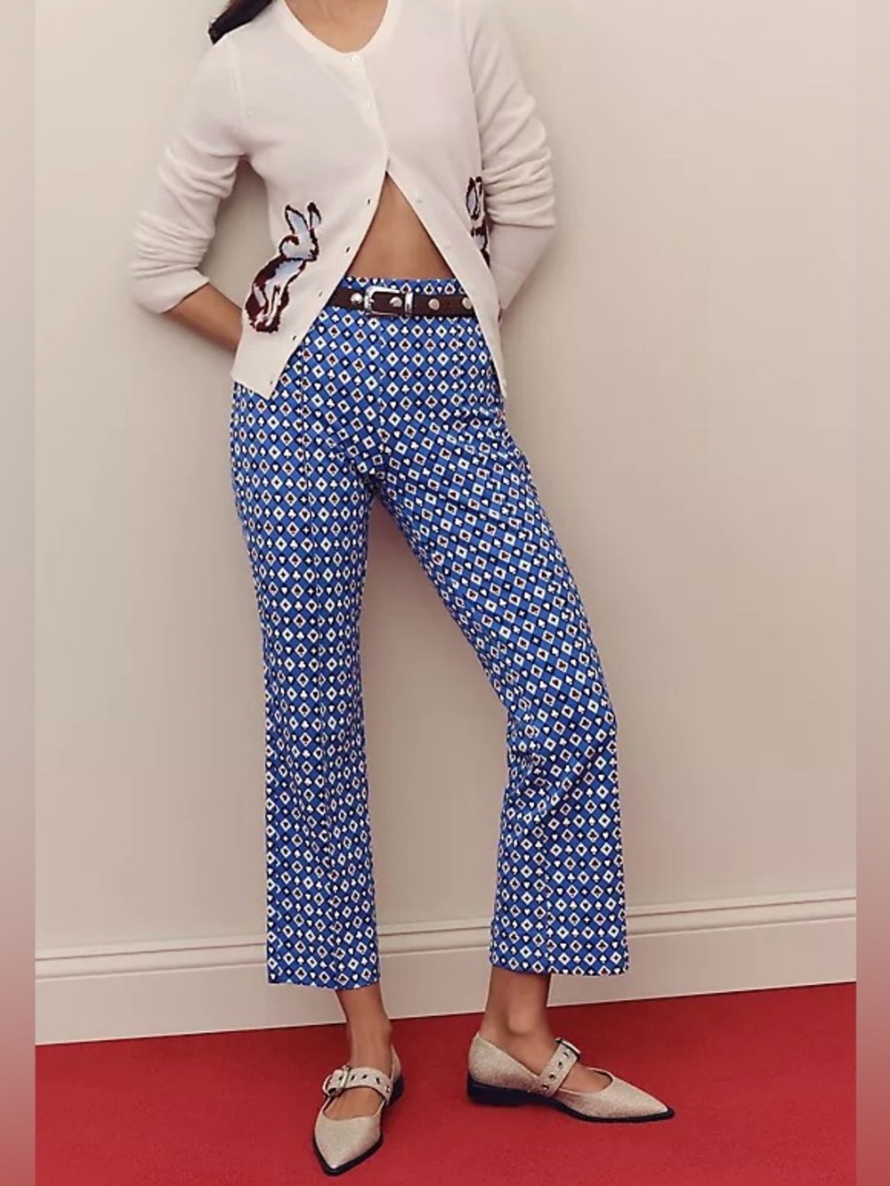 Anthropologie Maeve The Poppy Kick Flare Pull-On Pants, Size L - Picture 5 of 14